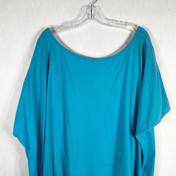 Only Necessities Plus Size 5X Top Turquoise Blue Short Sleeve Scoop Neck 1654 - Picture 3 of 9